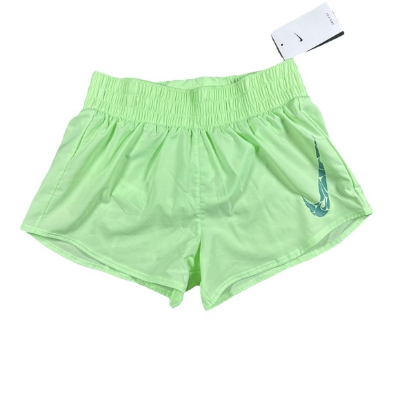 Women's Nike Dri-Fit Solid Color Running Run Shorts NEW XS Green Built In Briefs - Picture 1 of 6